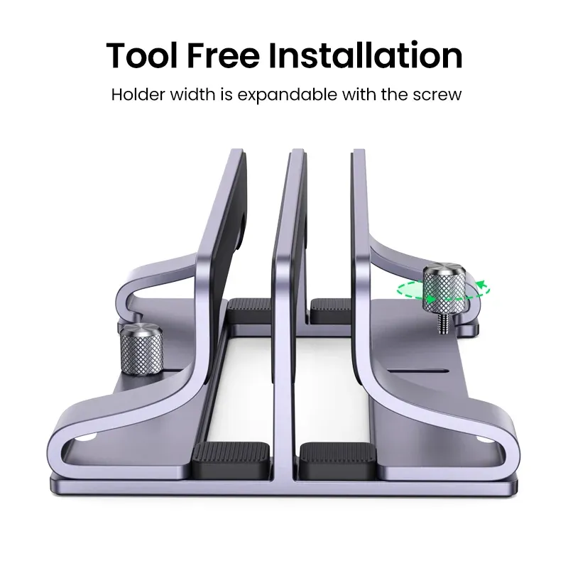 UGREEN – Support vertical pliable en aluminium pour ordinateur portable, compatible MacBook Air, MacBook Pro et PC jusqu'à 17 pouces 5