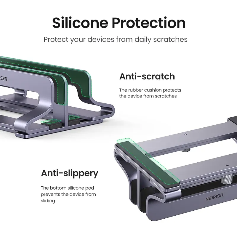 UGREEN – Support vertical pliable en aluminium pour ordinateur portable, compatible MacBook Air, MacBook Pro et PC jusqu'à 17 pouces 6
