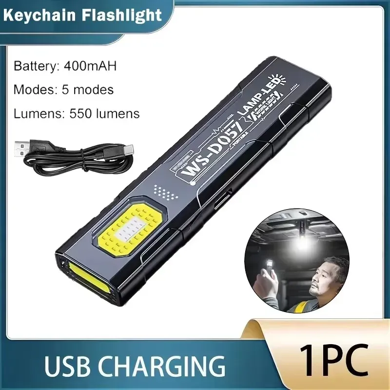 Mini lampe de poche LED rechargeable, torche latérale portable COB avec clip, lumière magnétique arrière, lanterne de camping en plein air ultra-lumineuse 13