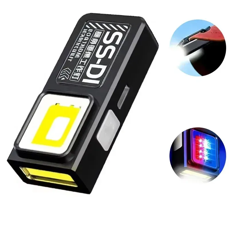 Mini lampe de poche LED rechargeable, torche latérale portable COB avec clip, lumière magnétique arrière, lanterne de camping en plein air ultra-lumineuse 11