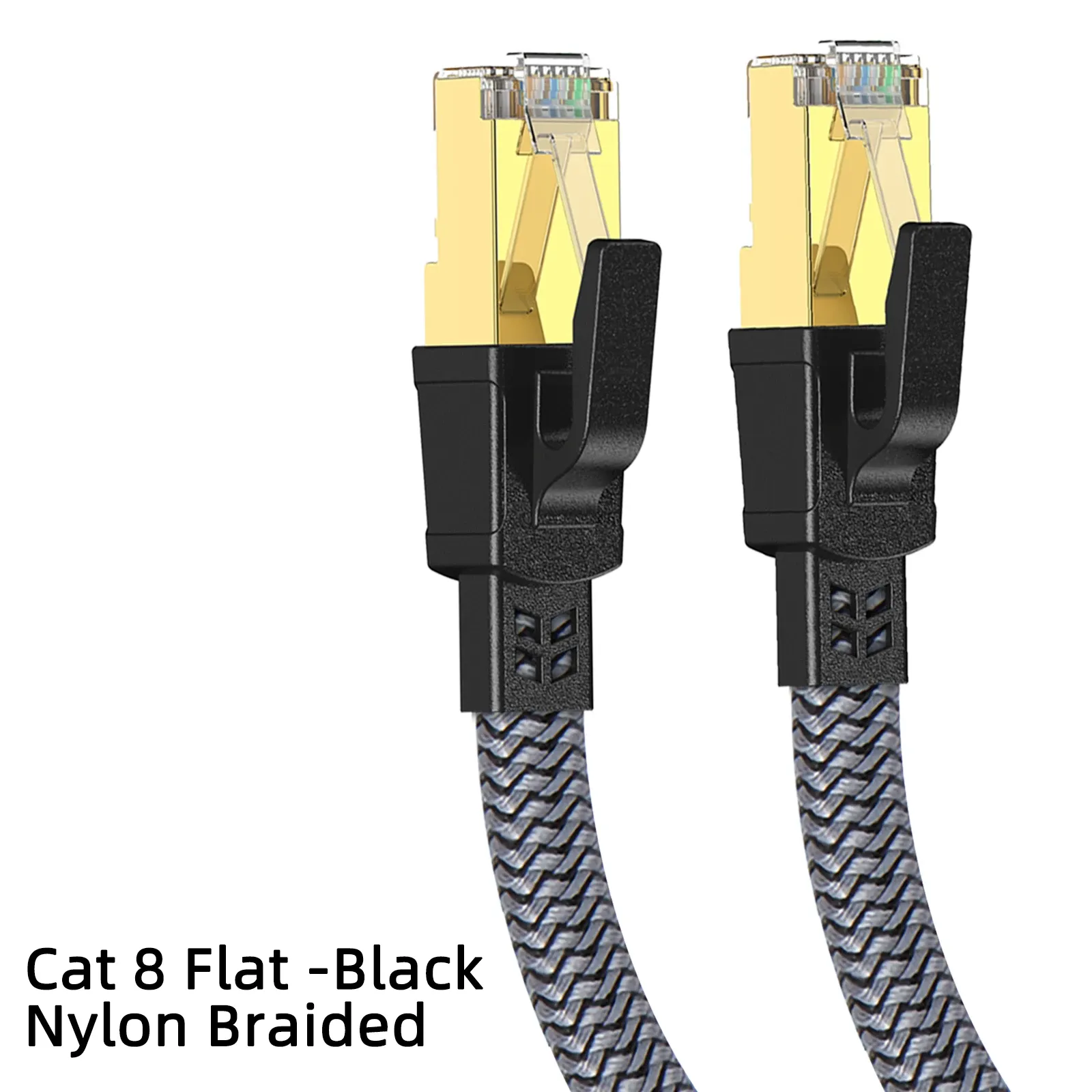 Câble Ethernet Cat 8 40 Gbps plat tressé en nylon RJ45 pour routeur, modem, ordinateur portable, PC et PS5 – 1 m, 2 m, 8 m, 30 m 7