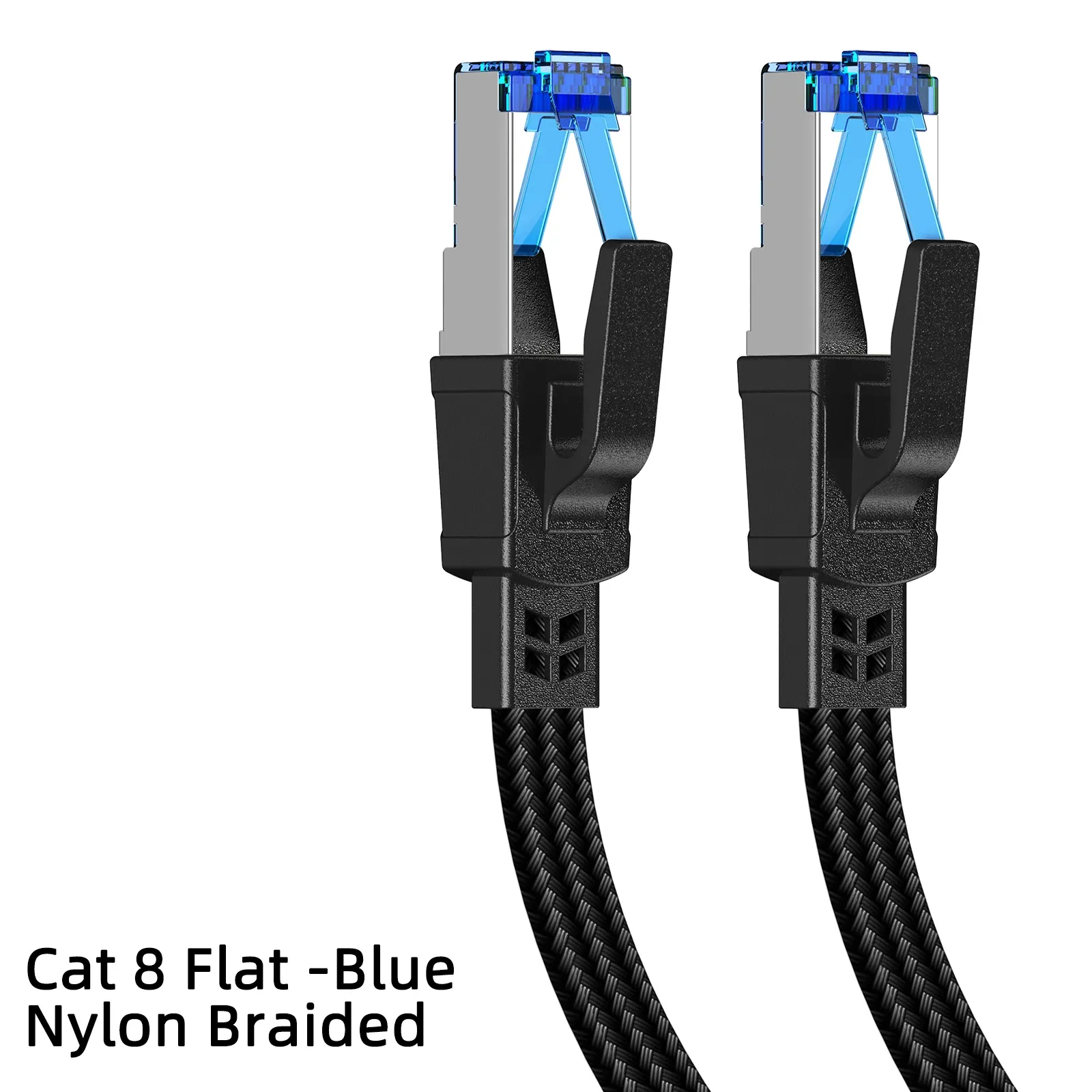 Câble Ethernet Cat 8 40 Gbps plat tressé en nylon RJ45 pour routeur, modem, ordinateur portable, PC et PS5 – 1 m, 2 m, 8 m, 30 m 8