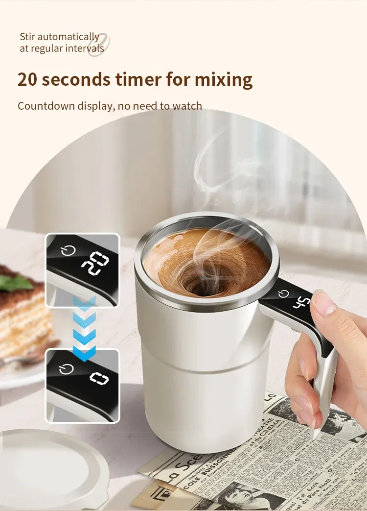 Détail du design de la tasse à agitation automatique