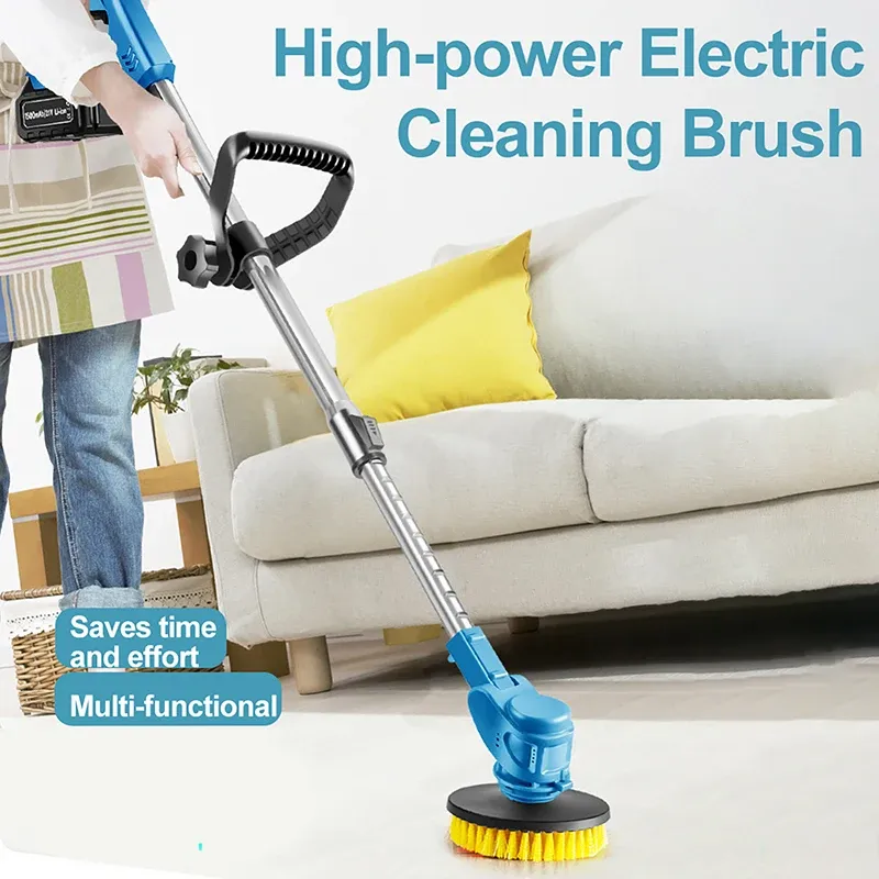Brosse de nettoyage électrique portative et extensible pour batterie Makita, 5000 tr/min, avec 3 brosses plates (sans batterie) 2