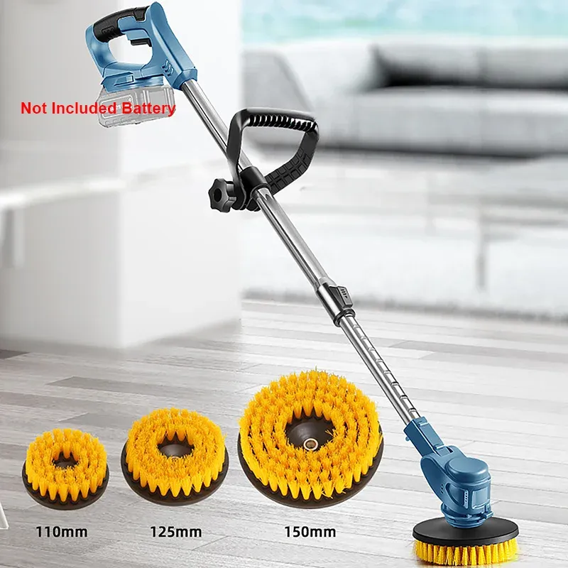 Brosse de nettoyage électrique portative et extensible pour batterie Makita, 5000 tr/min, avec 3 brosses plates (sans batterie) 4