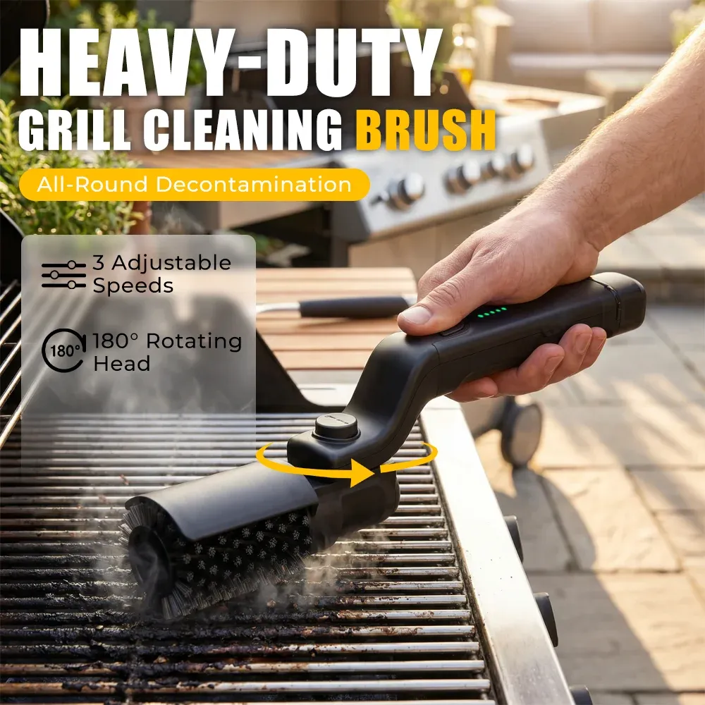 Brosse de nettoyage électrique sans fil rechargeable pour barbecue, 2600 mAh, 3 vitesses, angle réglable 4