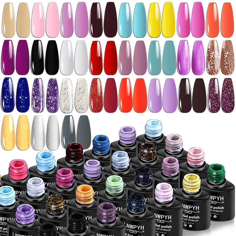 Kit d'extension d'ongles en gel Poly avec lampe UV, gel à paillettes et outils de manucure 4