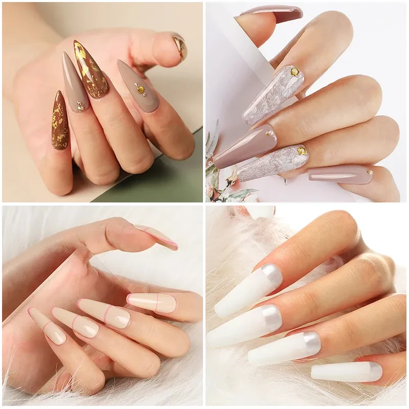 Kit d'extension d'ongles en gel Poly avec lampe UV, gel à paillettes et outils de manucure 6