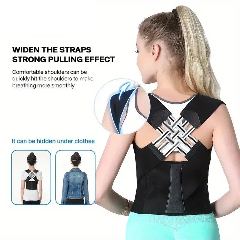 Correcteur de posture réglable pour femmes et hommes, soutien du haut et du bas du dos 3