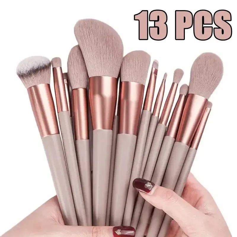 Ensemble de 13 pinceaux de maquillage ultra-doux pour fond de teint, blush, poudre et fard à paupières