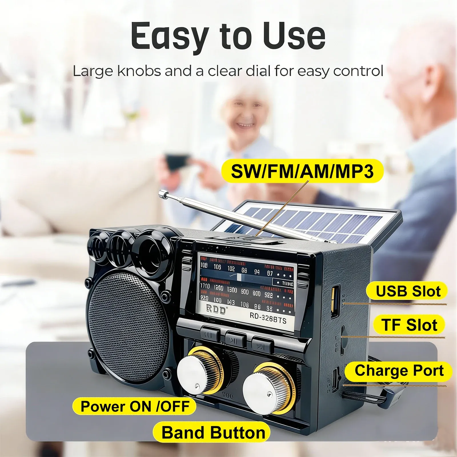 Radio solaire portable AM/FM/SW, utilisation