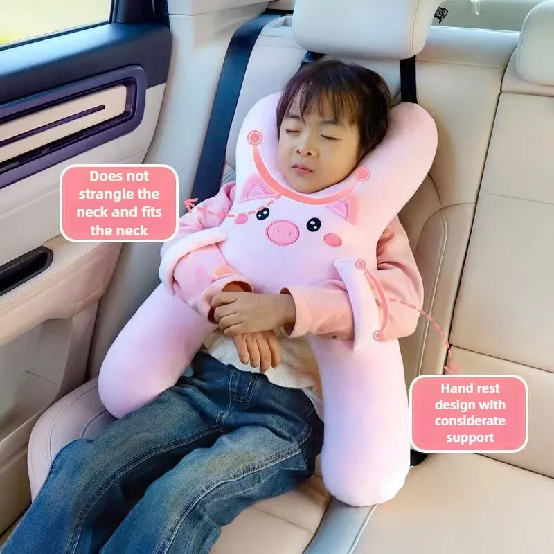 Oreiller cervical pour voiture avec ceinture de sécurité, aide au sommeil pour enfants, maintien de la tête, siège arrière, confort pour les longs trajets 3