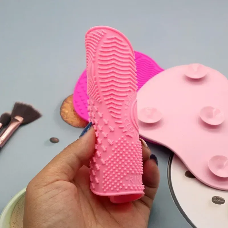 Tapis de nettoyage en silicone coloré pour brosses de maquillage, planche à récurer pour pinceaux cosmétiques et fond de teint 4