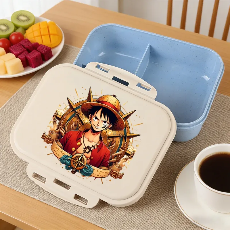 Boîte à bento One Piece grande capacité pour enfants, contenant alimentaire portable à motif dessin animé, idéal pour l'école - Image 1