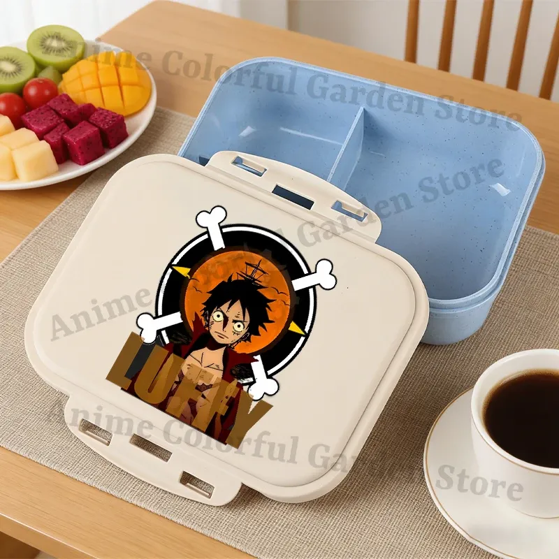 Boîte à bento One Piece grande capacité pour enfants, contenant alimentaire portable à motif dessin animé, idéal pour l'école 14