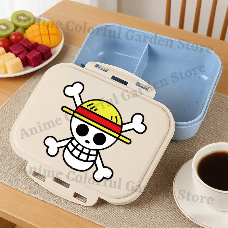 Boîte à bento One Piece grande capacité pour enfants, contenant alimentaire portable à motif dessin animé, idéal pour l'école 15