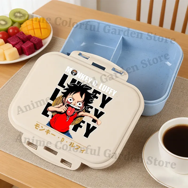 Boîte à bento One Piece grande capacité pour enfants, contenant alimentaire portable à motif dessin animé, idéal pour l'école 12
