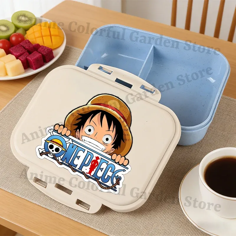 Boîte à bento One Piece grande capacité pour enfants, contenant alimentaire portable à motif dessin animé, idéal pour l'école 13