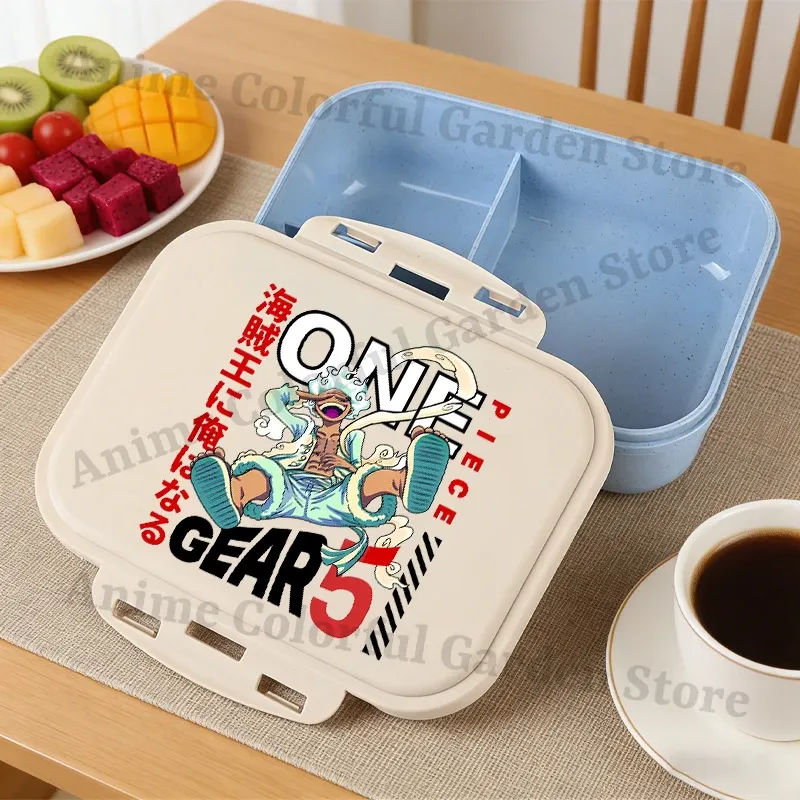 Boîte à bento One Piece grande capacité pour enfants, contenant alimentaire portable à motif dessin animé, idéal pour l'école 10