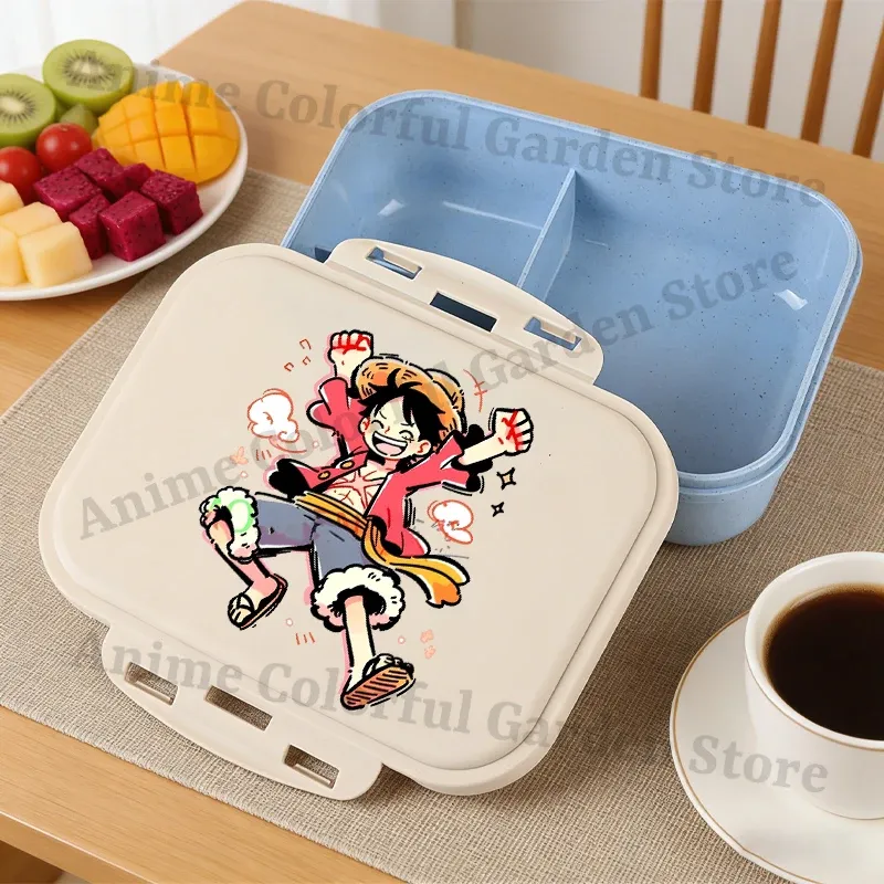 Boîte à bento One Piece grande capacité pour enfants, contenant alimentaire portable à motif dessin animé, idéal pour l'école 19