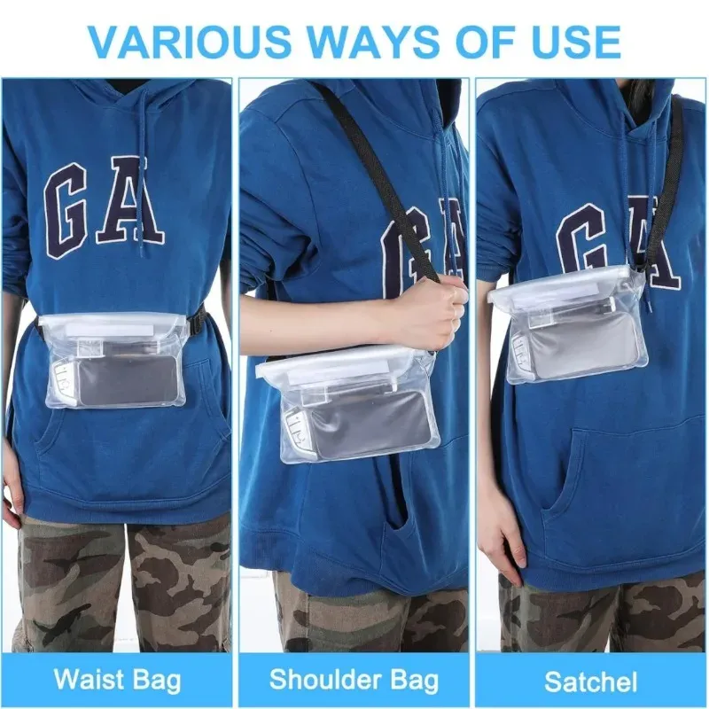 Sac de natation étanche 3 couches grand format transparent, protection pour téléphone portable 3