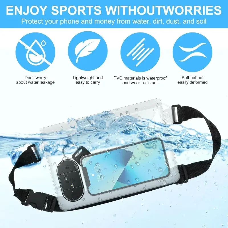 Téléphone visible à travers le sac de natation transparent