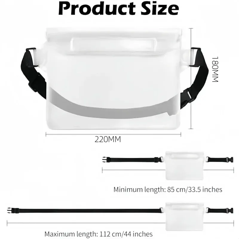 Sac de natation transparent en utilisation lors d'une activité nautique