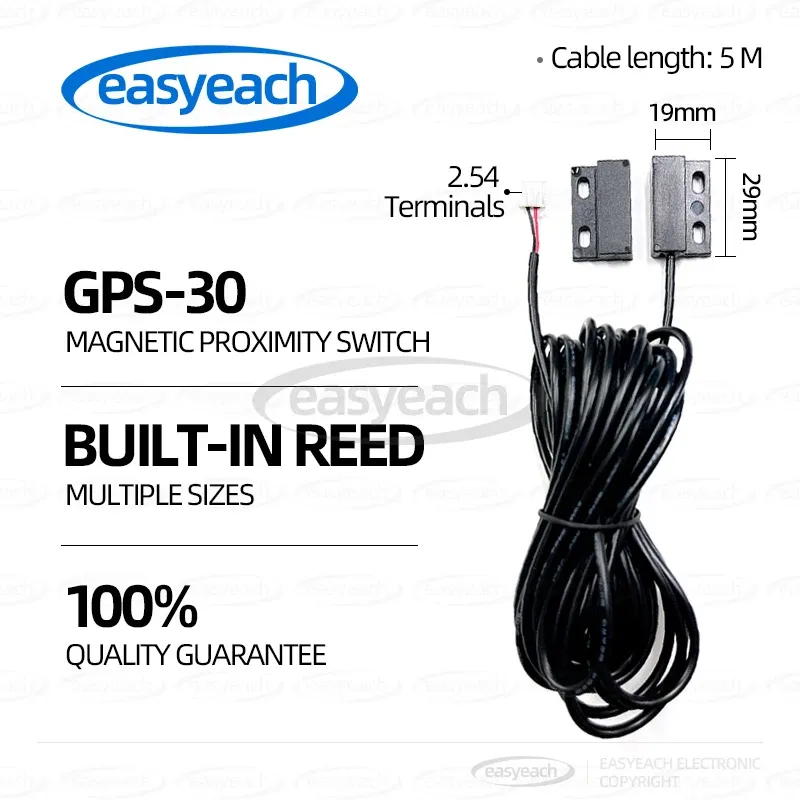 Capteur magnétique de porte filaire GPS-30, câble 5 m, détecteur d'ouverture pour porte de garage et porte roulante, interrupteur étanche pour usage extérieur 2