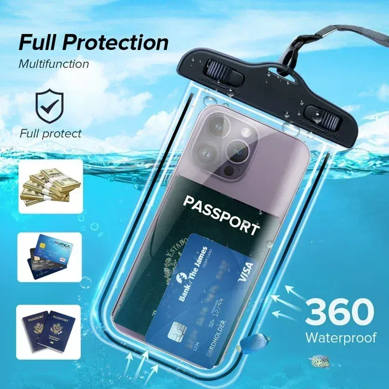 Étui étanche universel pour smartphone, pochette de protection sous-marine pour natation, compatible iPhone et Samsung, écran jusqu'à 6,7 pouces