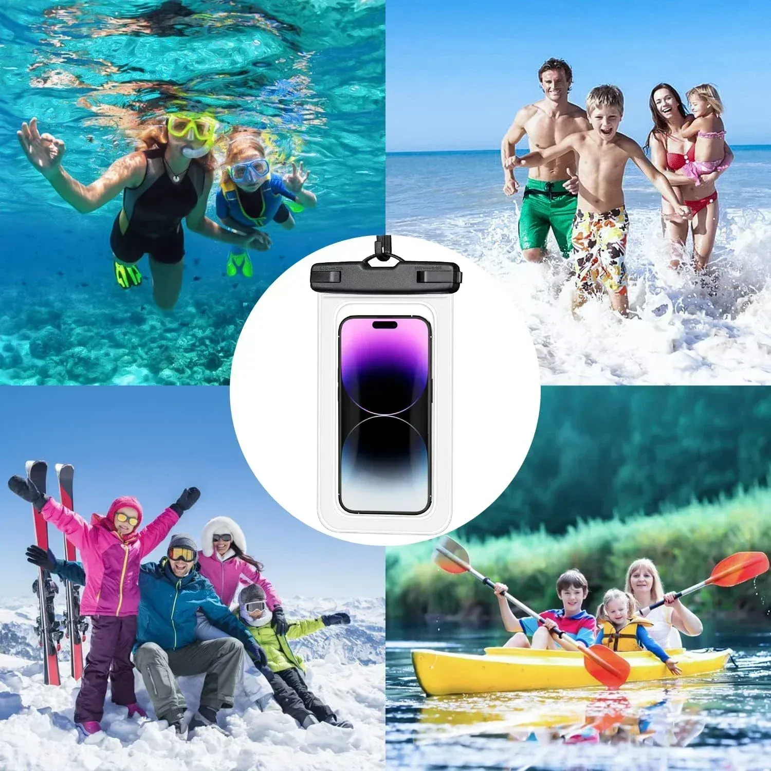 Étui étanche universel pour smartphone, pochette de protection sous-marine pour natation, compatible iPhone et Samsung, écran jusqu'à 6,7 pouces 4