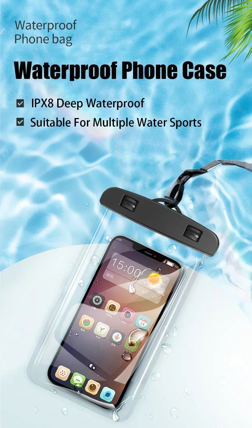 Étui étanche pour smartphone en situation aquatique