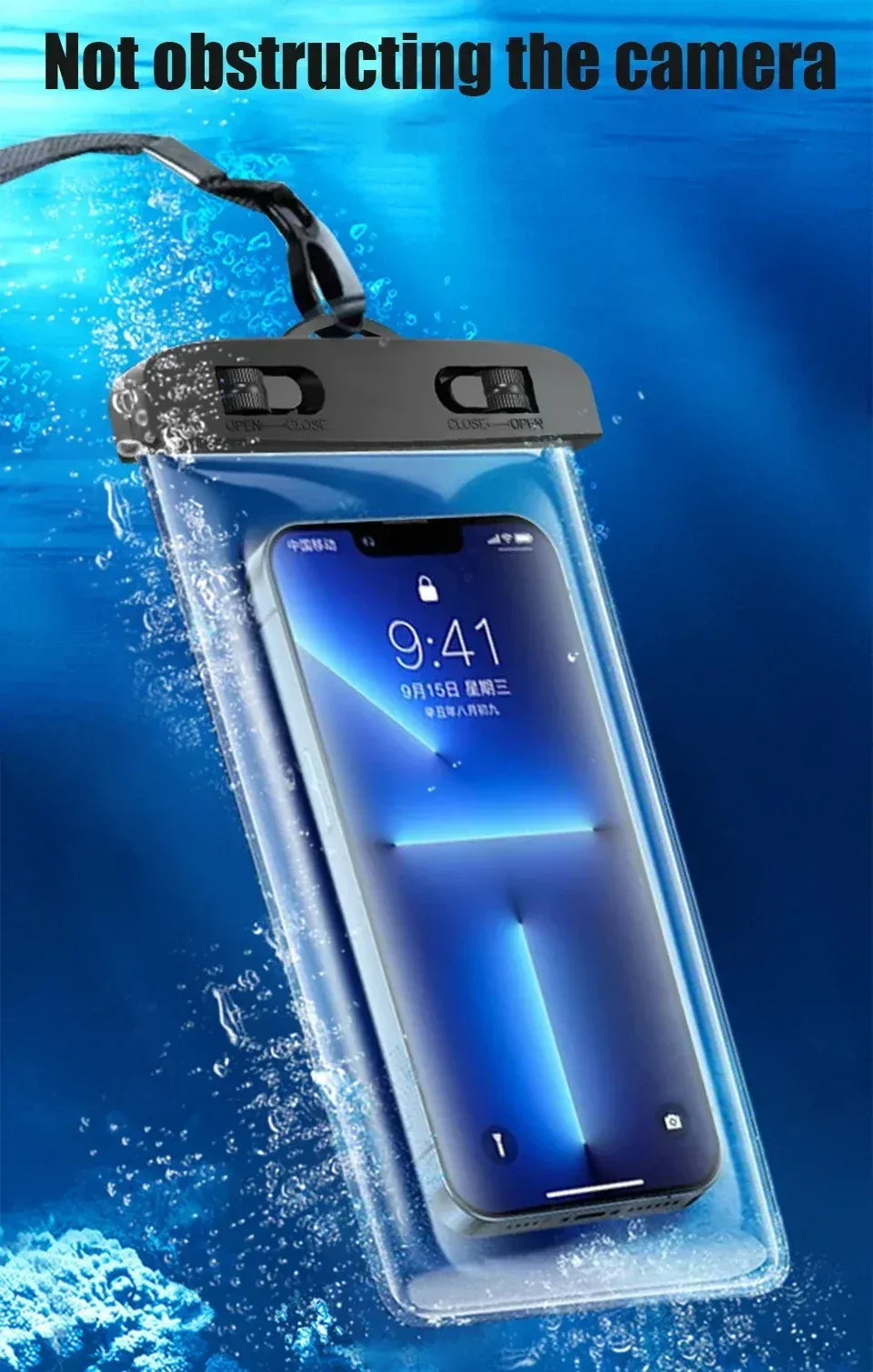 Détail de l'étui étanche pour smartphone