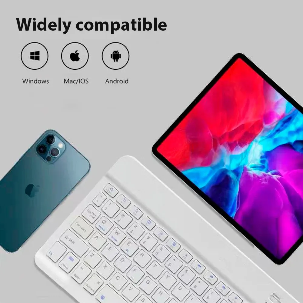 Clavier sans fil Bluetooth universel pour téléphone portable et tablette, mini clavier Bluetooth compatible avec clavier et souris 2