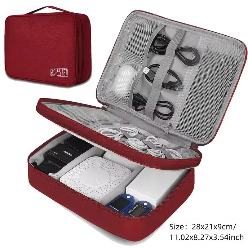 Sac de rangement pour câbles de voyage, organisateur électronique portable et étanche, pochette de rangement pour chargeurs, câbles USB et accessoires de données 9