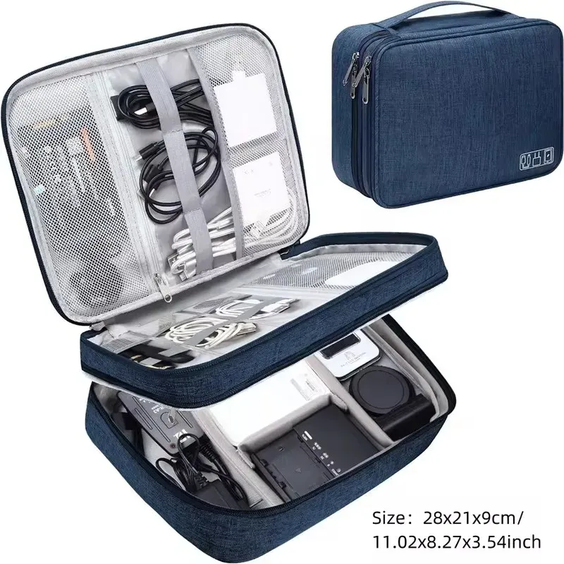 Sac de rangement pour câbles de voyage, organisateur électronique portable et étanche, pochette de rangement pour chargeurs, câbles USB et accessoires de données 10