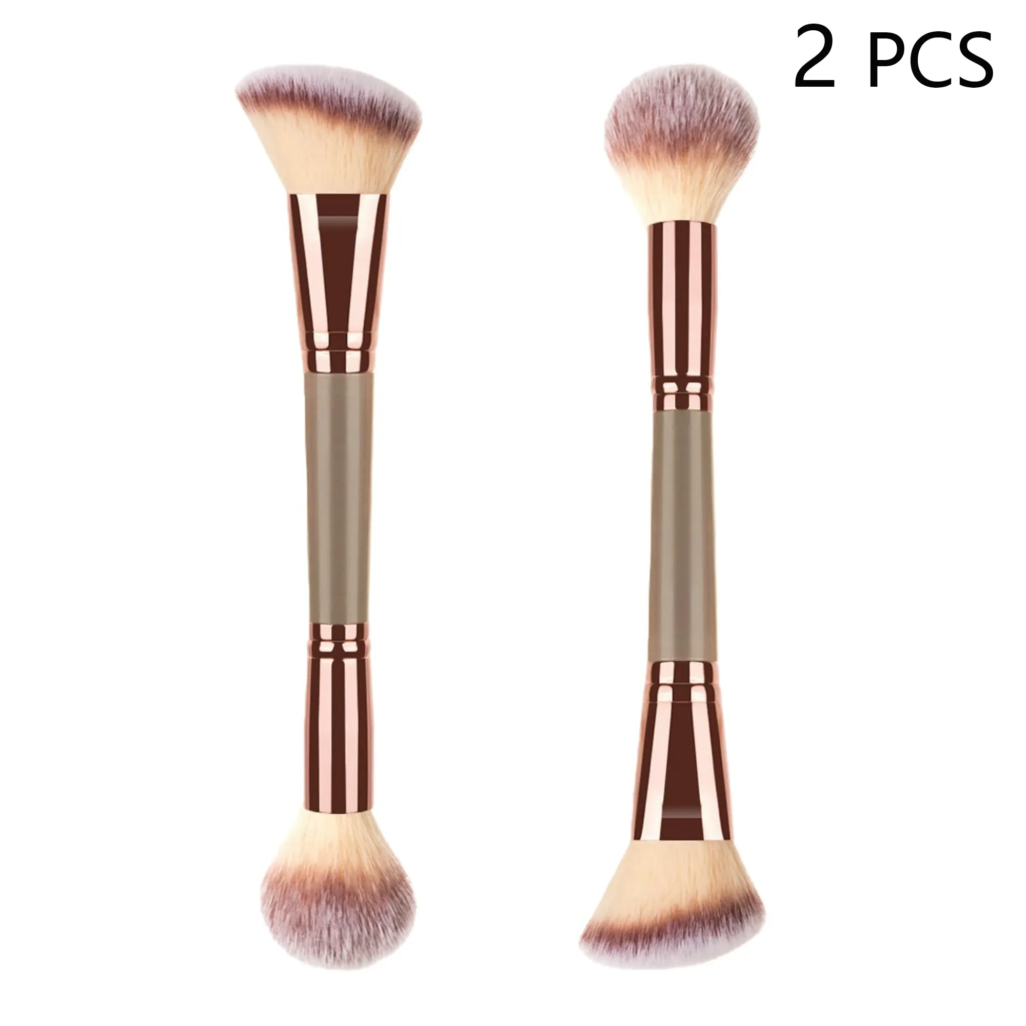 Pinceau de maquillage double embout pour mélanger liquides, poudres et crèmes – Outil de beauté professionnel, adapté aux débutants (lot de 2) - Image 1