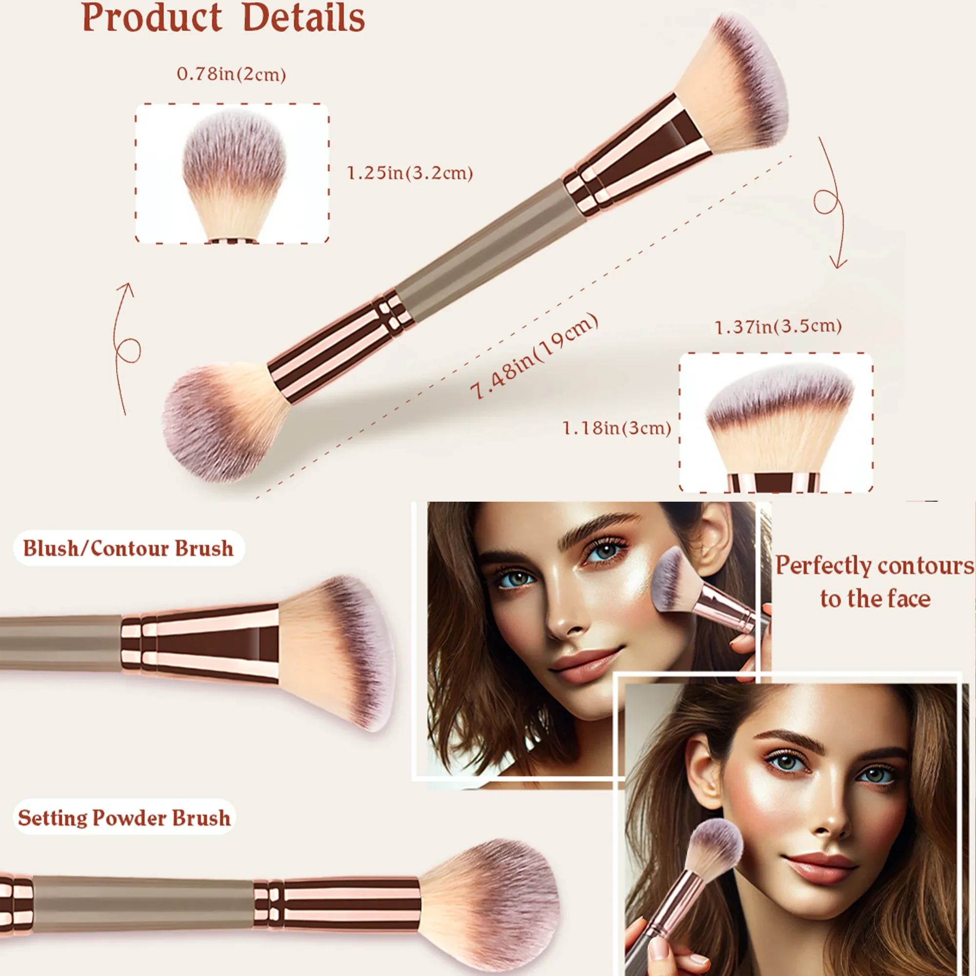 Pinceau de maquillage double embout pour mélanger liquides, poudres et crèmes – Outil de beauté professionnel, adapté aux débutants (lot de 2) 4