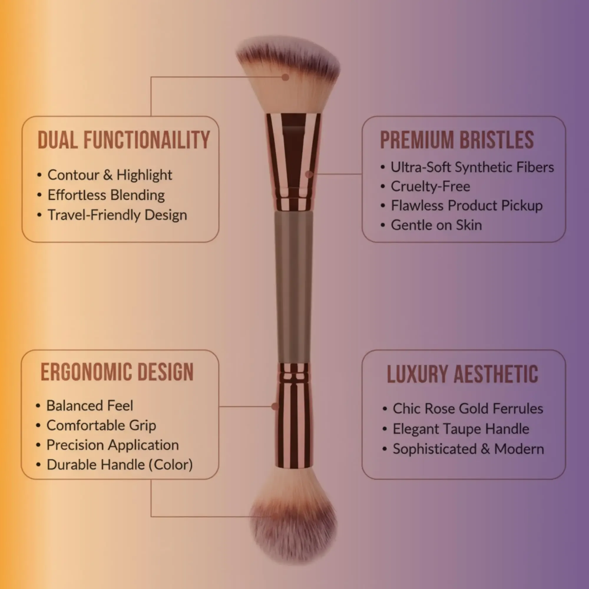 Pinceau de maquillage double embout pour mélanger liquides, poudres et crèmes – Outil de beauté professionnel, adapté aux débutants (lot de 2) 6