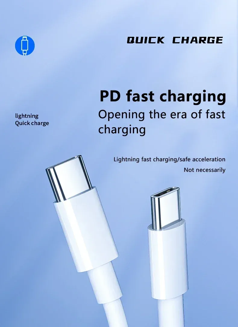 Câble USB-C vers USB-C Type C PD 100W, vue d'ensemble