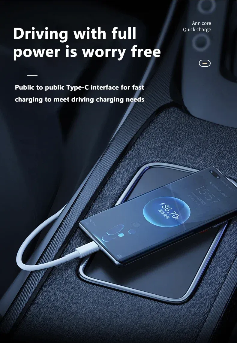 Câble USB-C vers USB-C Type C PD 100W, finition