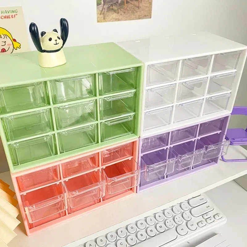 Organisateur de bureau transparent à 9 compartiments, petit tiroir mural de rangement pour étudiant 3