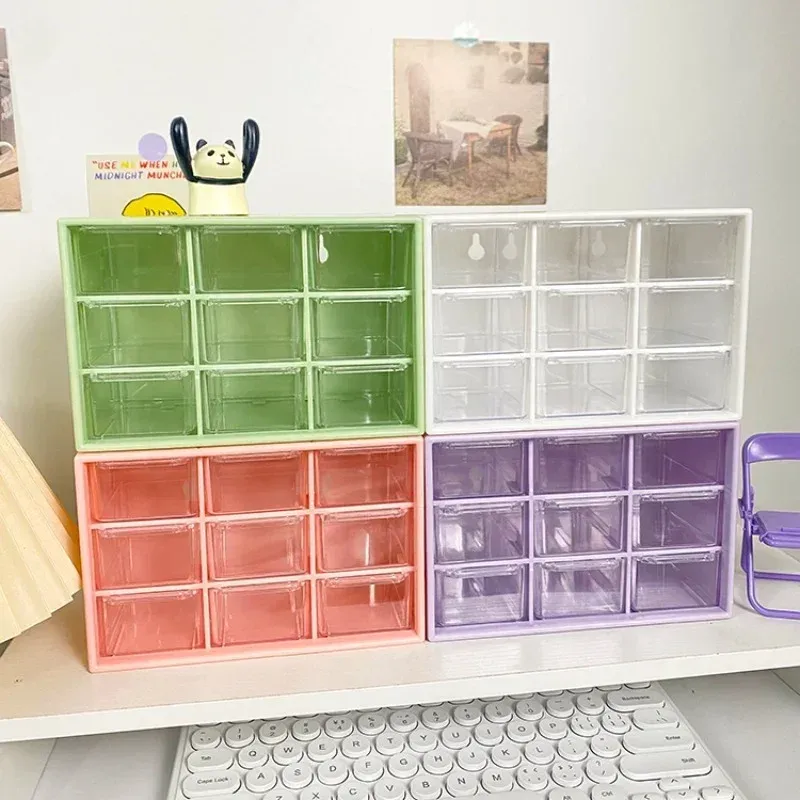 Organisateur de bureau transparent à 9 compartiments, petit tiroir mural de rangement pour étudiant