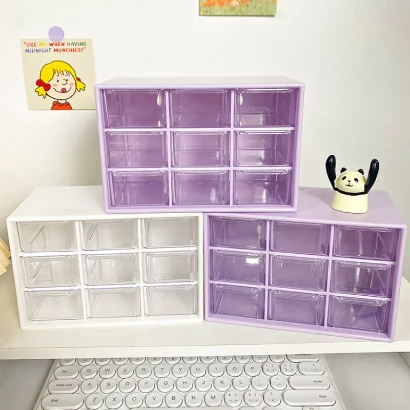Organisateur de bureau transparent à 9 compartiments, petit tiroir mural de rangement pour étudiant 2