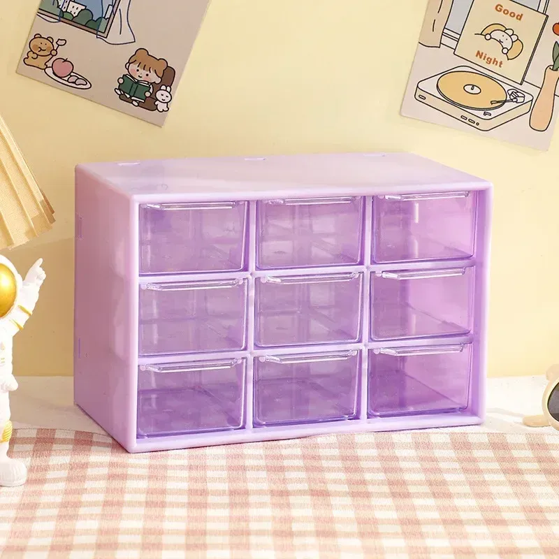 Organisateur de bureau transparent à 9 compartiments, petit tiroir mural de rangement pour étudiant 10