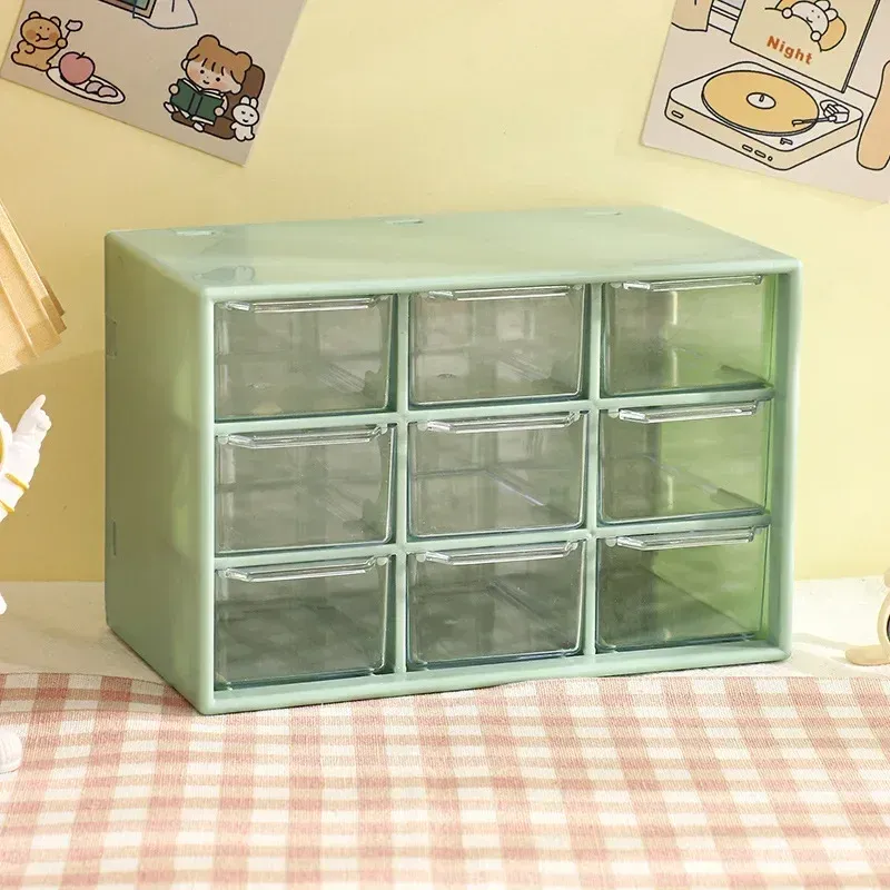 Organisateur de bureau transparent à 9 compartiments, petit tiroir mural de rangement pour étudiant 9