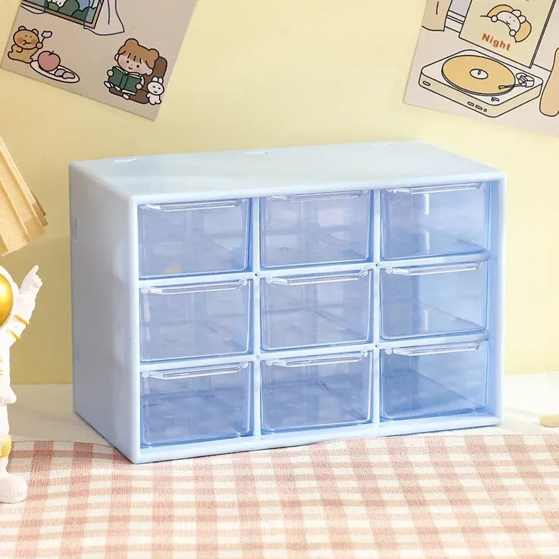 Organisateur de bureau transparent à 9 compartiments, petit tiroir mural de rangement pour étudiant 12