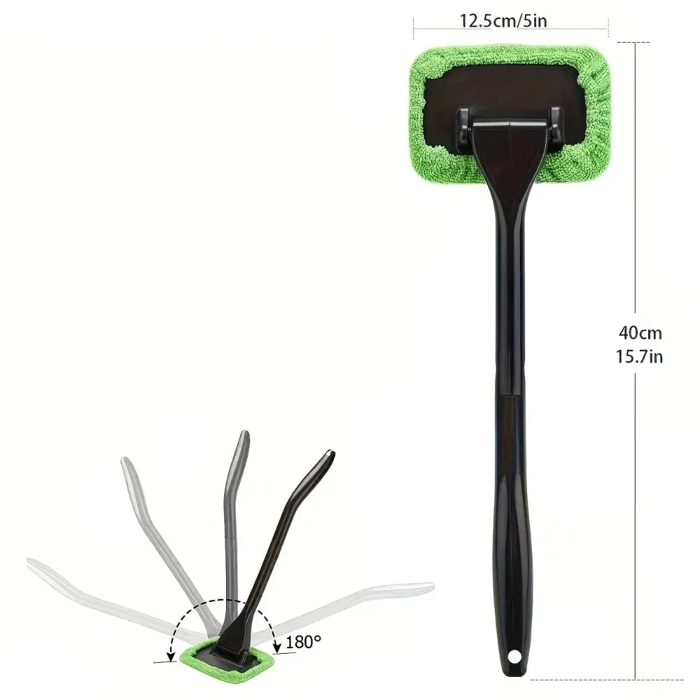 Kit de nettoyage pour vitres de voiture avec long manche : brosse et outil de lavage de pare-brise intérieur 2