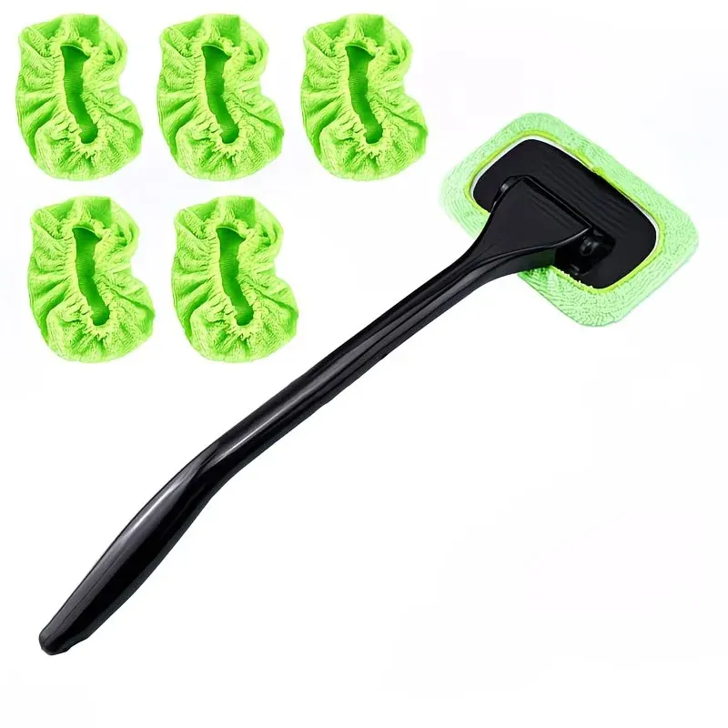 Kit de nettoyage pour vitres de voiture avec long manche : brosse et outil de lavage de pare-brise intérieur 8