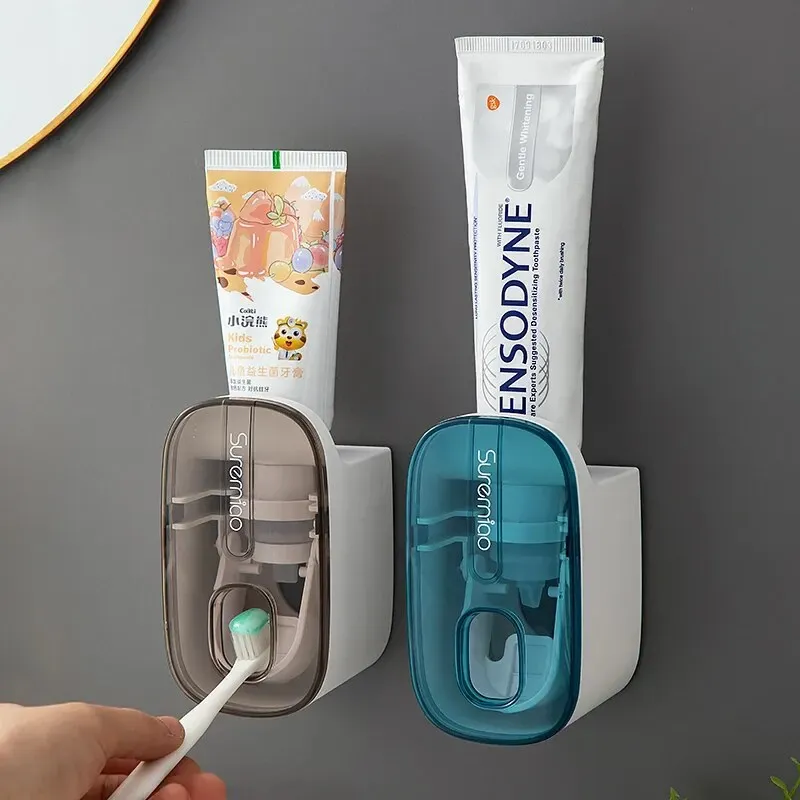 Distributeur de dentifrice mural automatique avec porte-brosse à dents, lot de 1 - Image 1