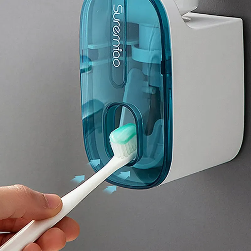 Distributeur de dentifrice mural automatique avec porte-brosse à dents, lot de 1 2